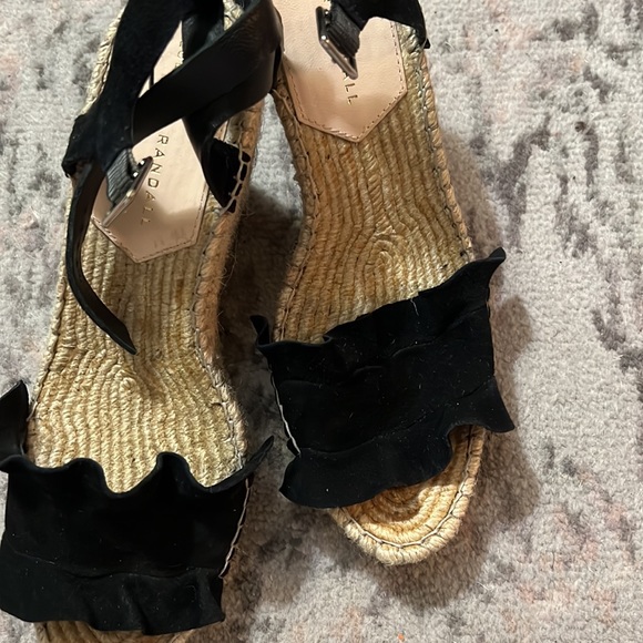 Loeffler Randall Gabby Suede Ruffle Wedge Espadrille Size 8 Black - Picture 8 of 9